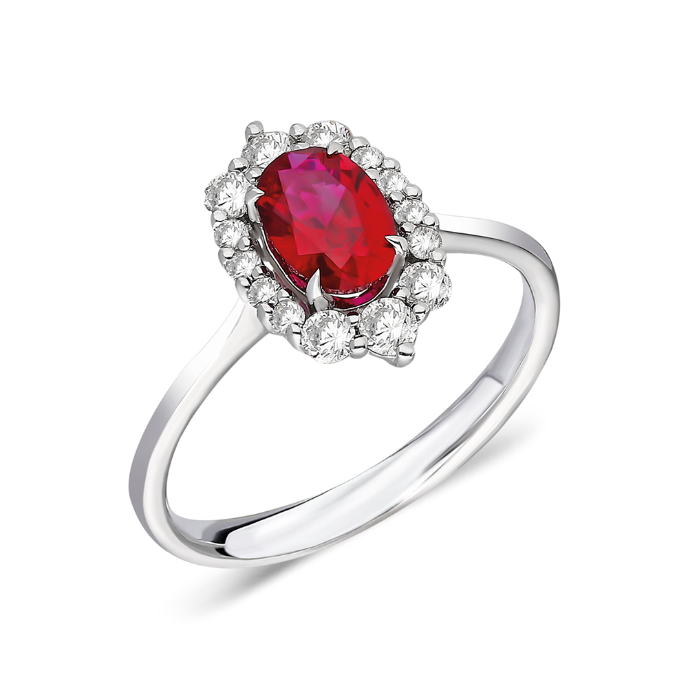 Rosalyn Ruby Diamond Halo Ring