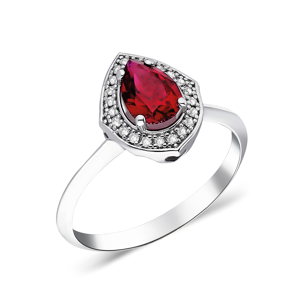 Elara Ruby Diamond Halo Ring