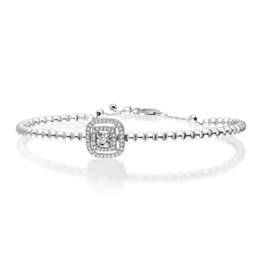 The Geometric Radiance: Diamond Halo Sphere Bracelet
