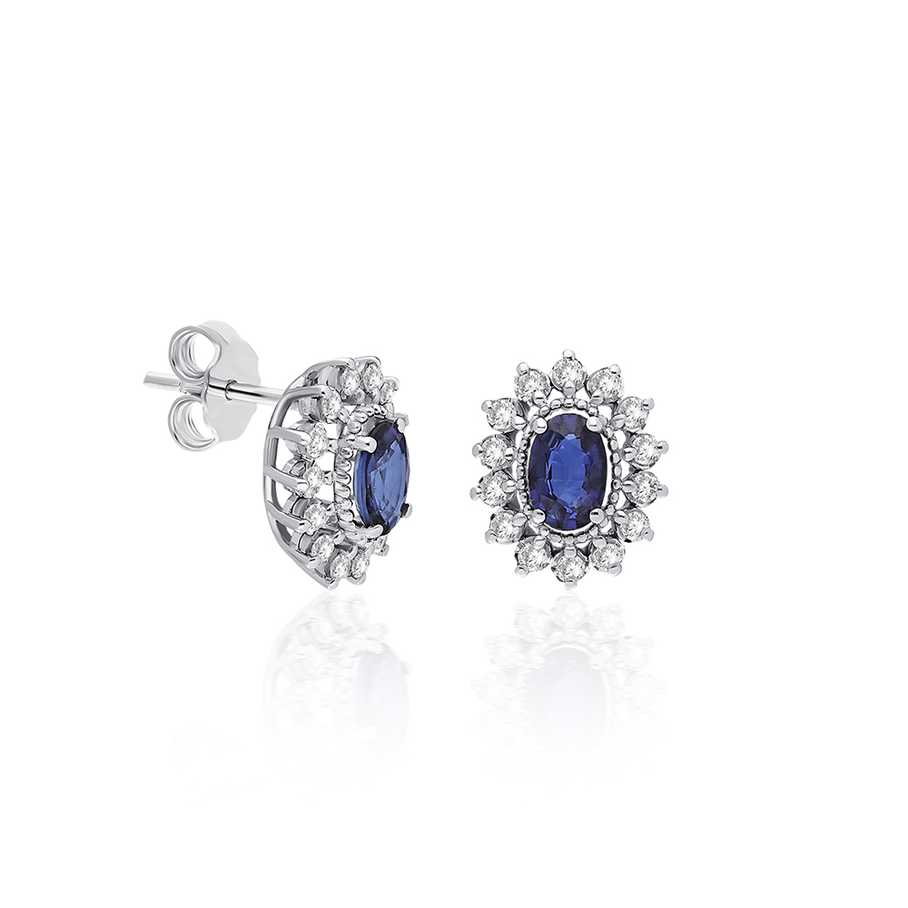 L’Héritage Bleu Oval Sapphire & Diamond Earrings