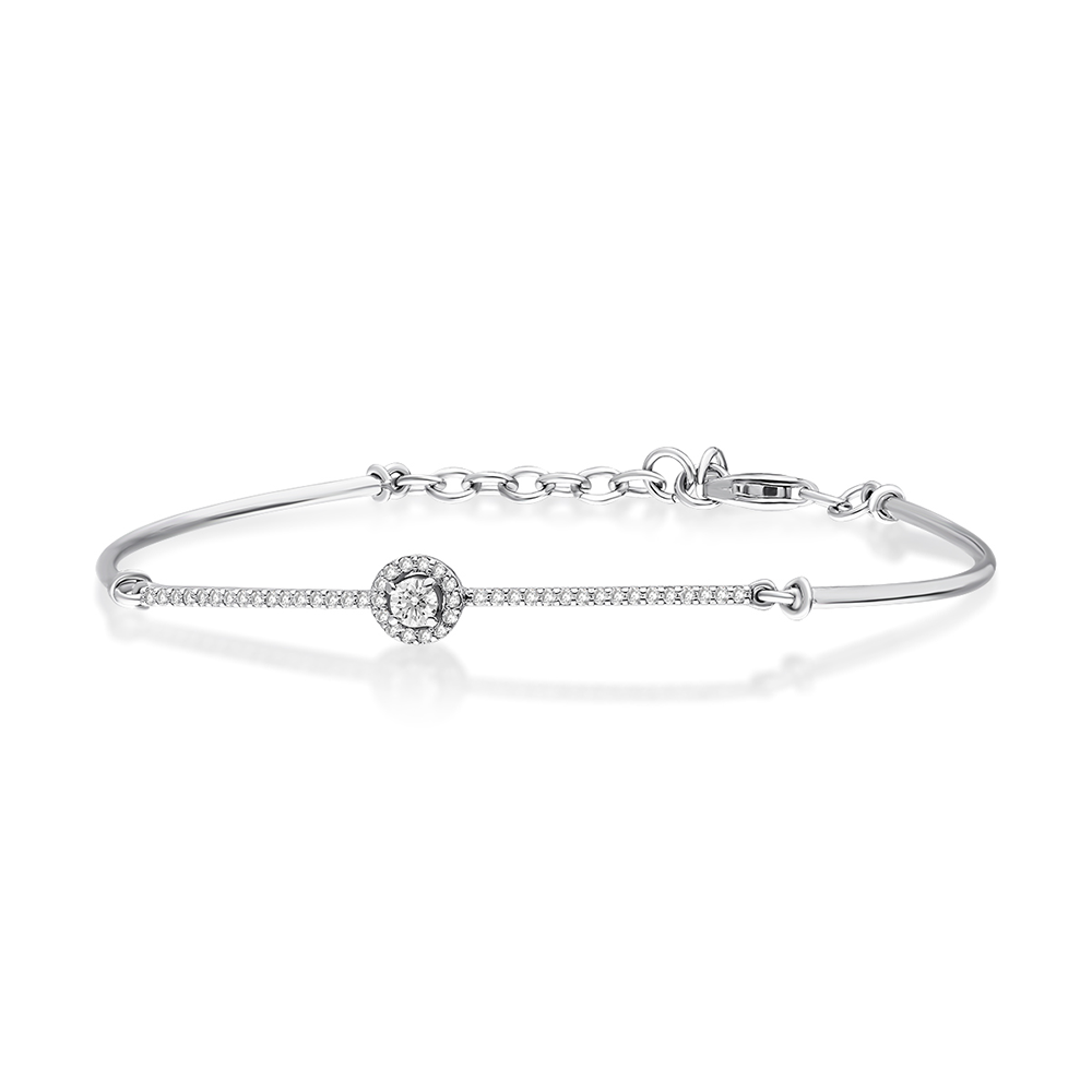 The Solstice Horizon Pavé Arc & Halo Bangle