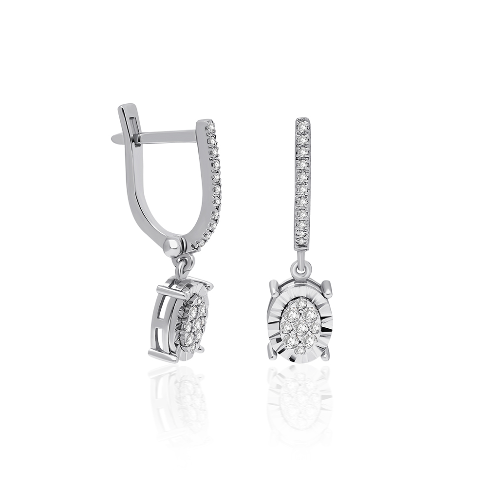 Illusion Oval Diamond Pavé Drop Earrings