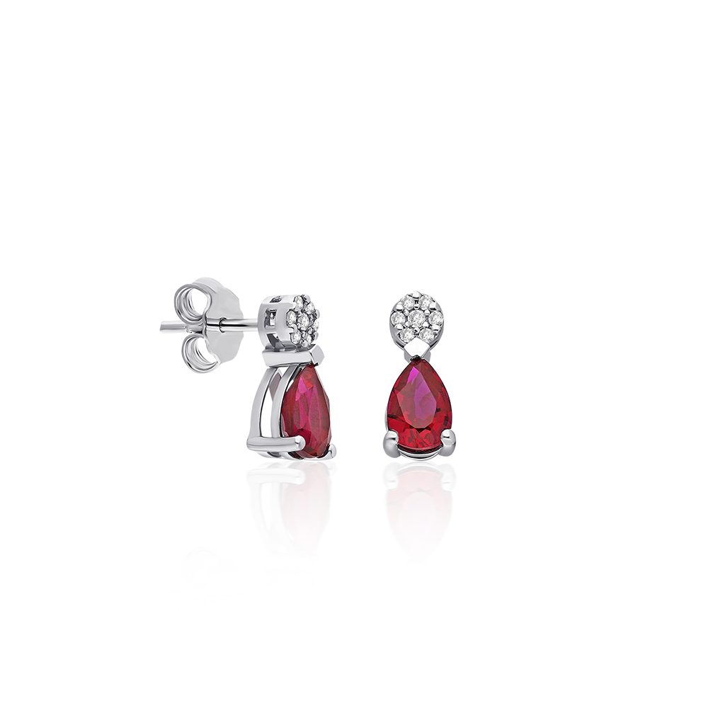 L’Essence Rubis Pear-Cut Ruby Diamond Earrings