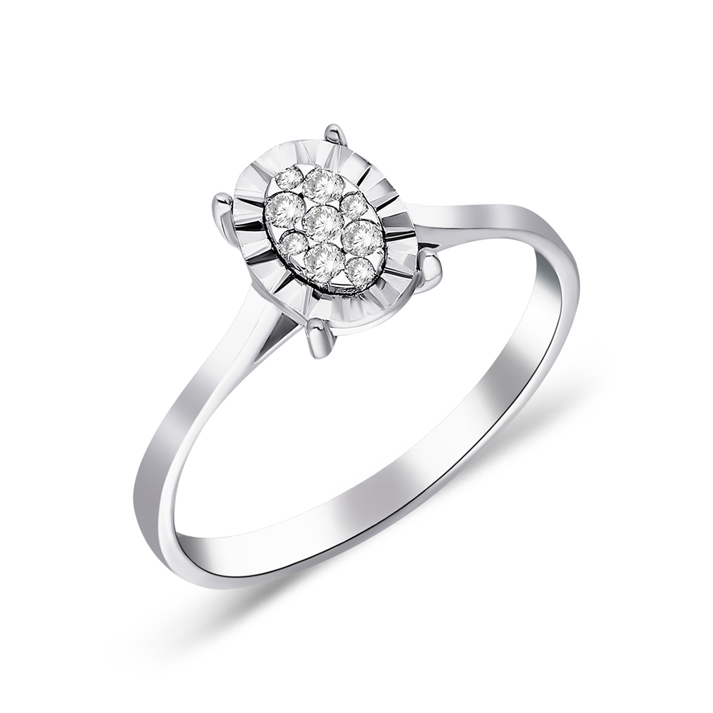 L’Eclat Illusion Oval Diamond Cluster Ring